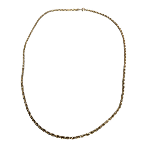 Twisted Gold Tone 22in Rope Chain Necklace Mens Womens Unisex Jewelry - Picture 2 of 6